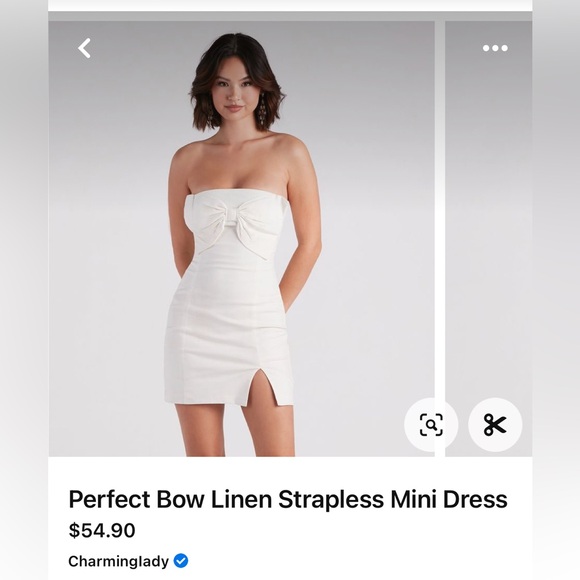 WHITE BOW FRONT SHORT DRESS - Picture 5 of 5